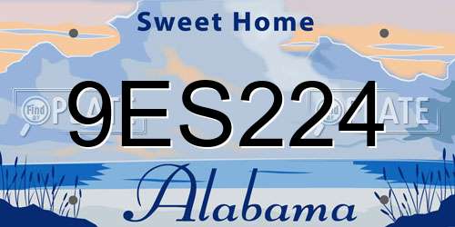 9ES224 Alabama License Plate