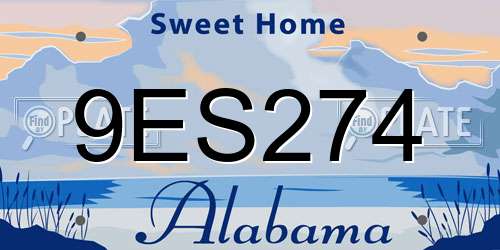 9ES274 Alabama License Plate