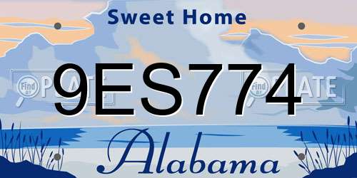9ES774 Alabama License Plate