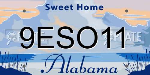 9ESO11 Alabama License Plate