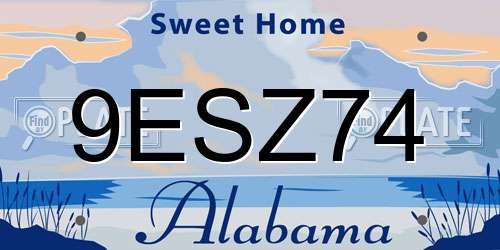 9ESZ74 Alabama License Plate