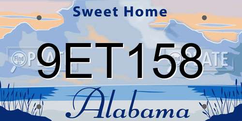 9ET158 Alabama License Plate