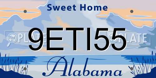9ETI55 Alabama License Plate