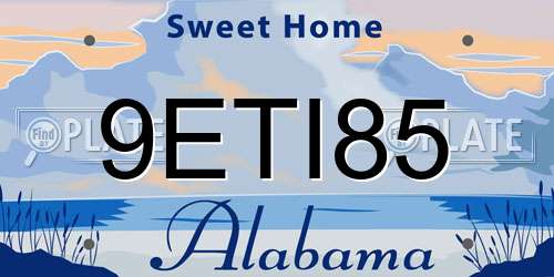9ETI85 Alabama License Plate