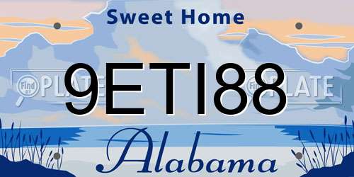 9ETI88 Alabama License Plate