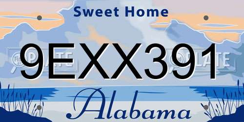 9EXX391 Alabama License Plate