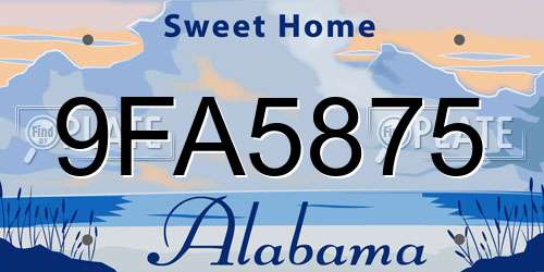 9FA5875 Alabama License Plate