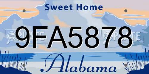 9FA5878 Alabama License Plate