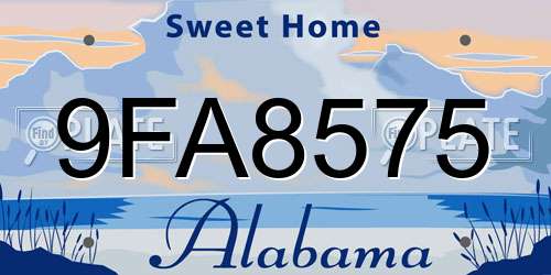 9FA8575 Alabama License Plate