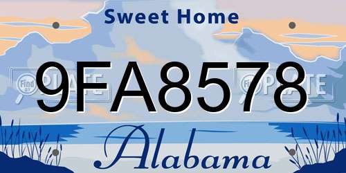 9FA8578 Alabama License Plate