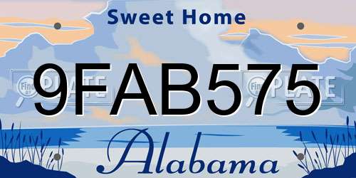 9FAB575 Alabama License Plate