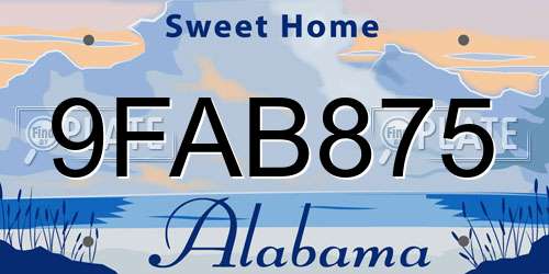 9FAB875 Alabama License Plate