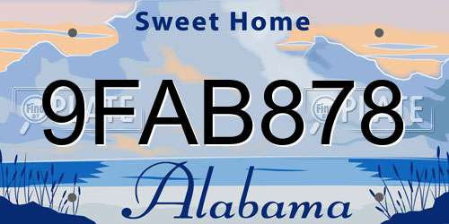 9FAB878 Alabama License Plate
