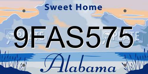 9FAS575 Alabama License Plate