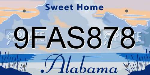 9FAS878 Alabama License Plate