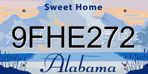 9FHE272 Alabama License Plate