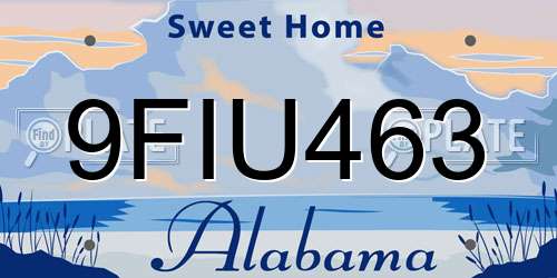 9FIU463 Alabama License Plate