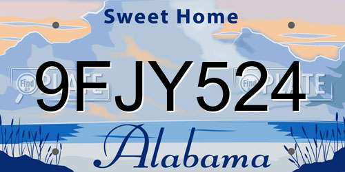 9FJY524 Alabama License Plate