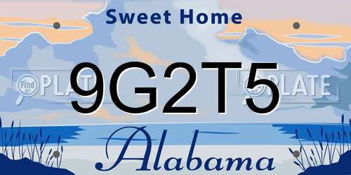 9G2T5 Alabama License Plate