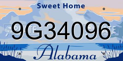 9G34096 Alabama License Plate