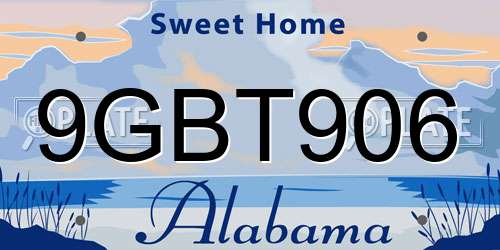 9GBT906 Alabama License Plate