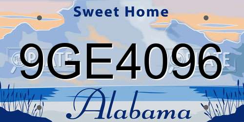 9GE4096 Alabama License Plate