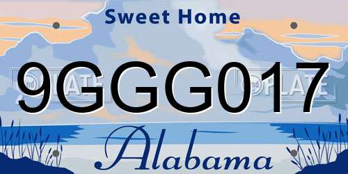 9GGG017 Alabama License Plate