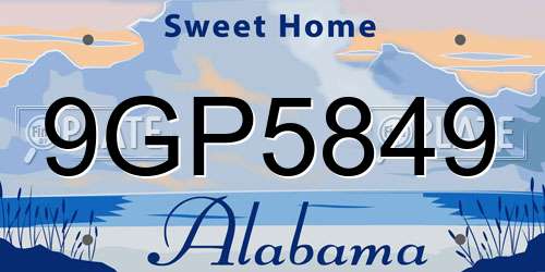 9GP5849 Alabama License Plate