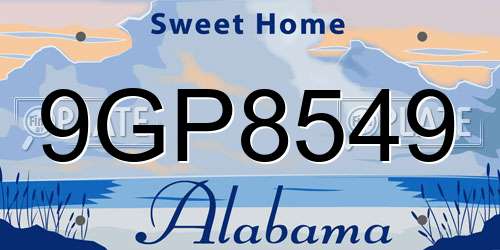 9GP8549 Alabama License Plate