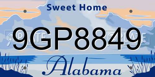 9GP8849 Alabama License Plate