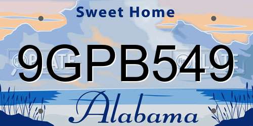 9GPB549 Alabama License Plate