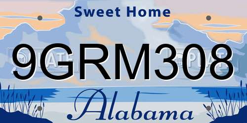 9GRM308 Alabama License Plate