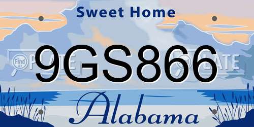 9GS866 Alabama License Plate