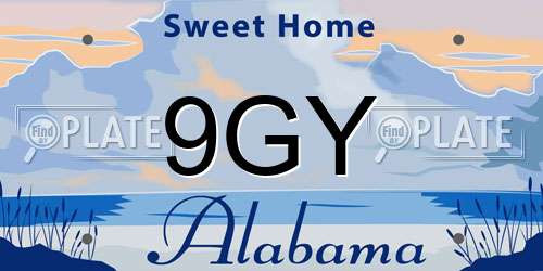 9GY Alabama License Plate