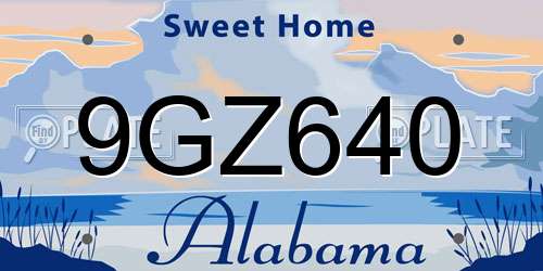9GZ640 Alabama License Plate