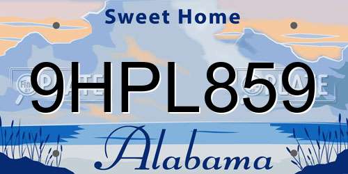 9HPL859 Alabama License Plate
