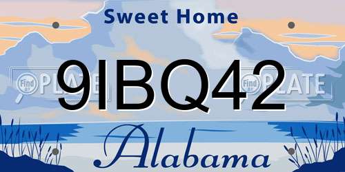 9IBQ42 Alabama License Plate