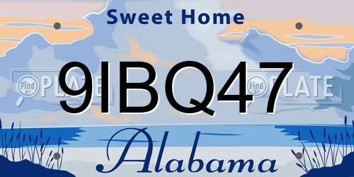 9IBQ47 Alabama License Plate