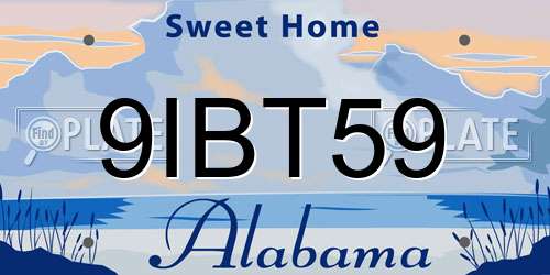 9IBT59 Alabama License Plate