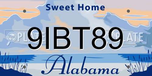 9IBT89 Alabama License Plate