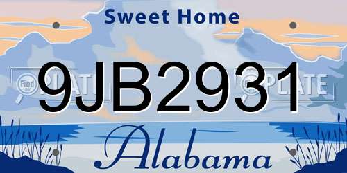 9JB2931 Alabama License Plate