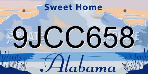 9JCC658 Alabama License Plate