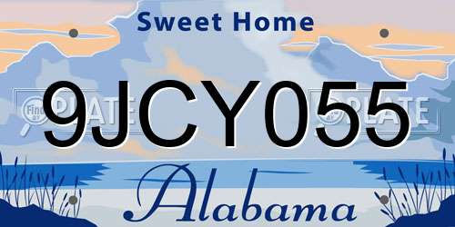 9JCY055 Alabama License Plate