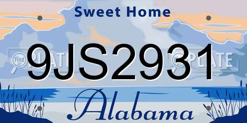 9JS2931 Alabama License Plate