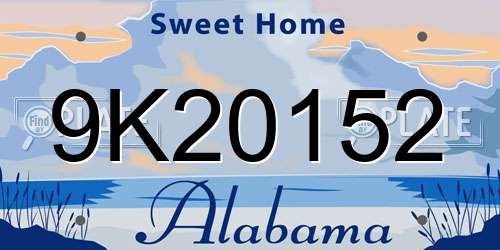 9K20152 Alabama License Plate