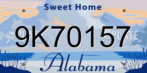 9K70157 Alabama License Plate