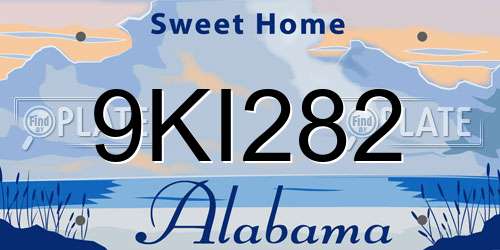 9KI282 Alabama License Plate