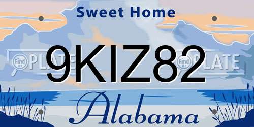 9KIZ82 Alabama License Plate