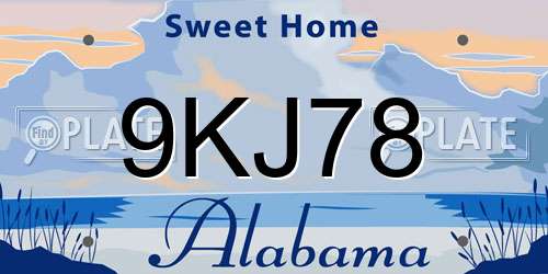 9KJ78 Alabama License Plate