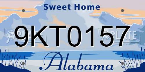 9KT0157 Alabama License Plate